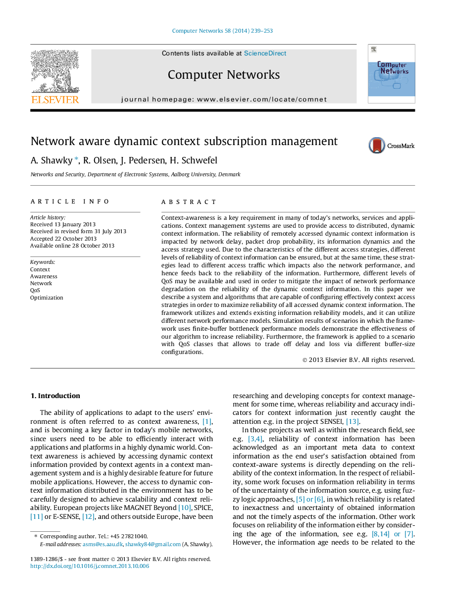 Network aware dynamic context subscription management