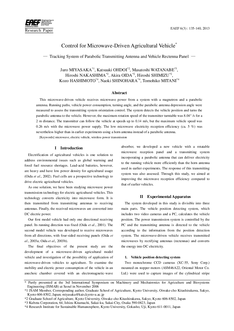 Control for Microwave-Driven Agricultural Vehicle