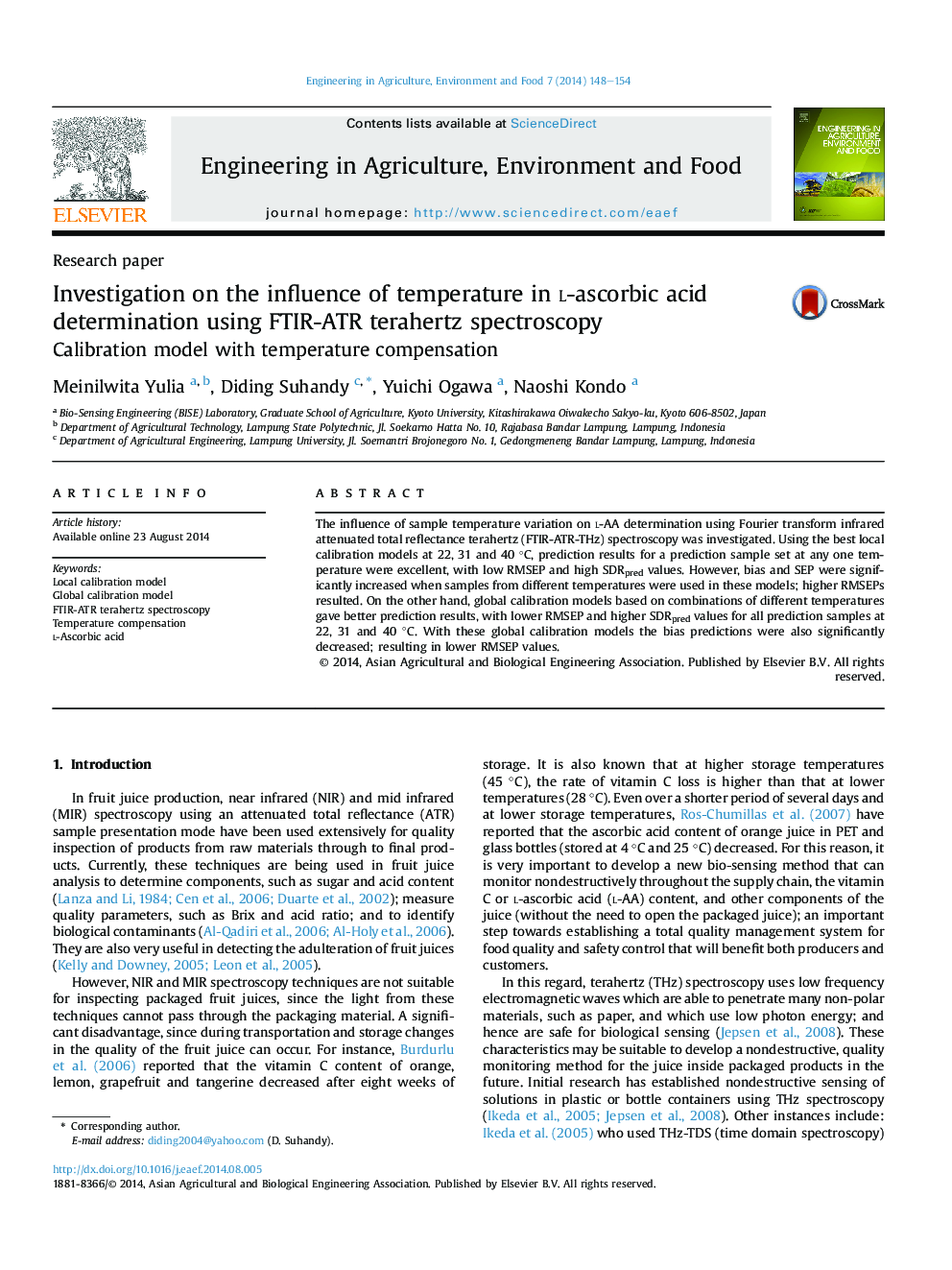 Investigation on the influence of temperature in l-ascorbic acid determination using FTIR-ATR terahertz spectroscopy