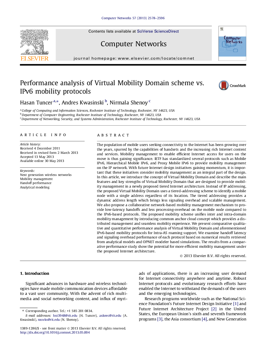 Performance analysis of Virtual Mobility Domain scheme vs. IPv6 mobility protocols