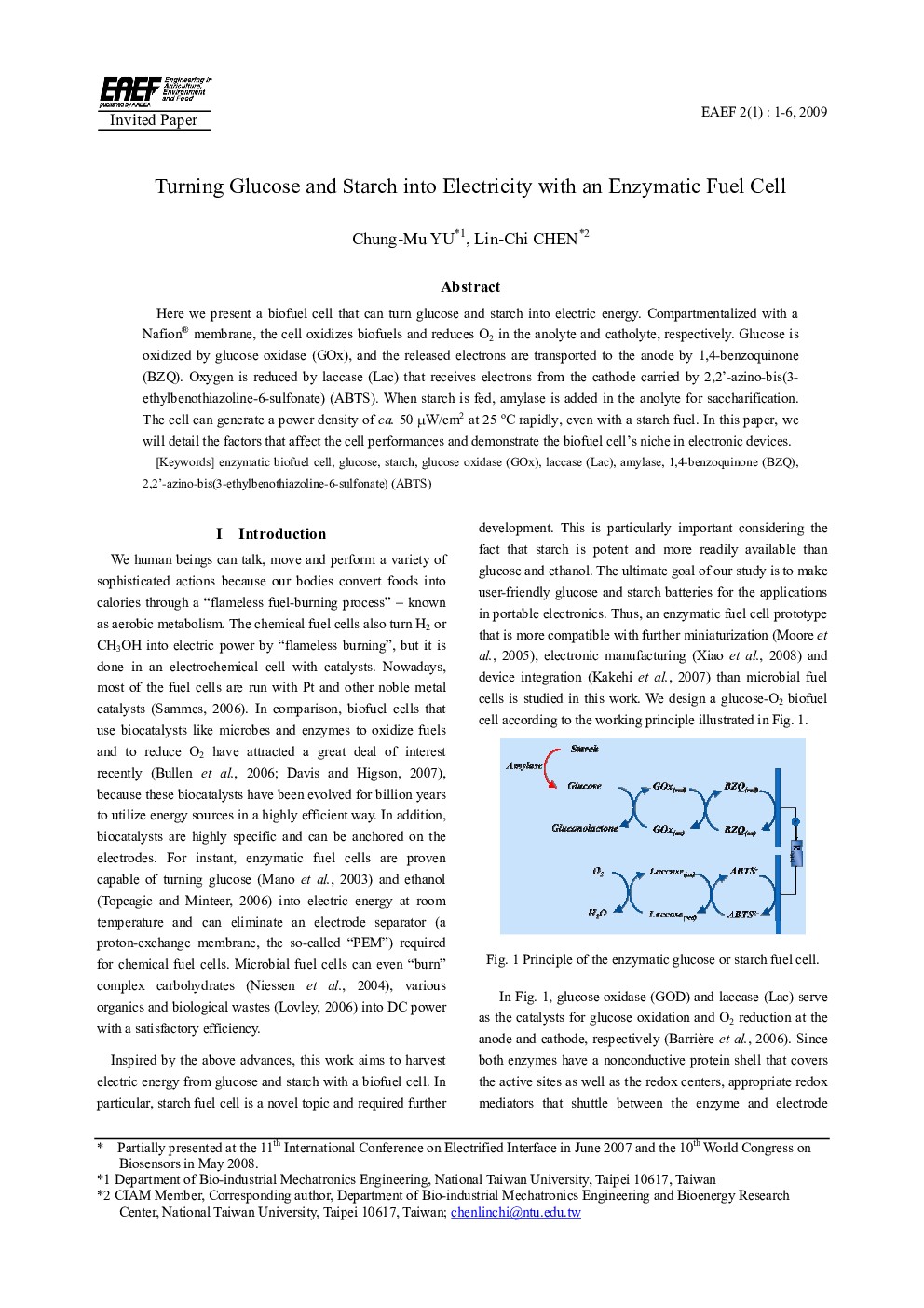 Turning Glucose and Starch into Electricity with an Enzymatic Fuel Cell