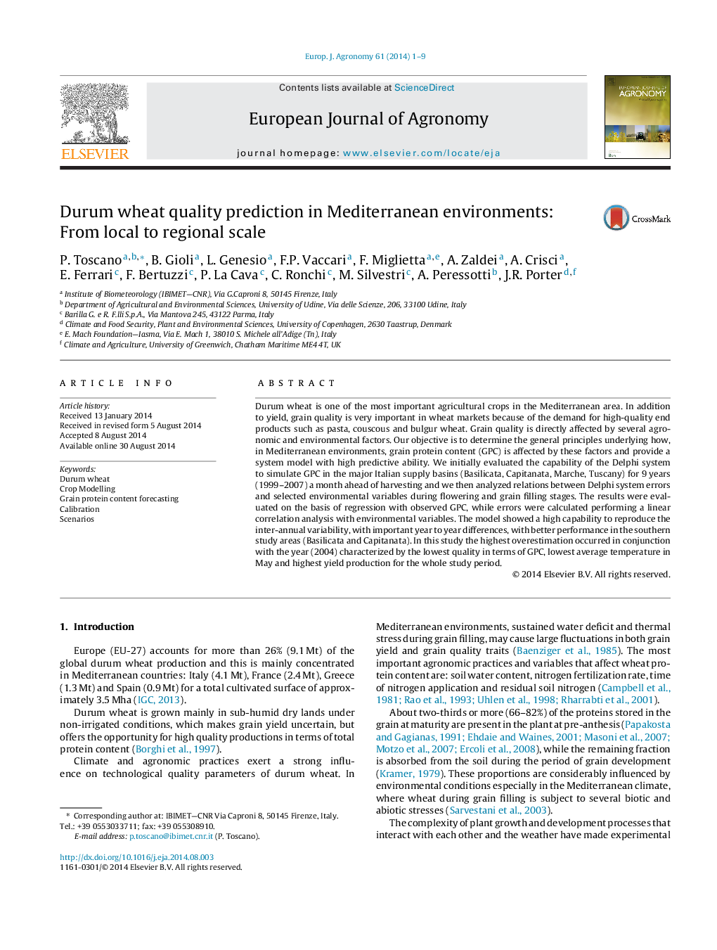 Durum wheat quality prediction in Mediterranean environments: From local to regional scale