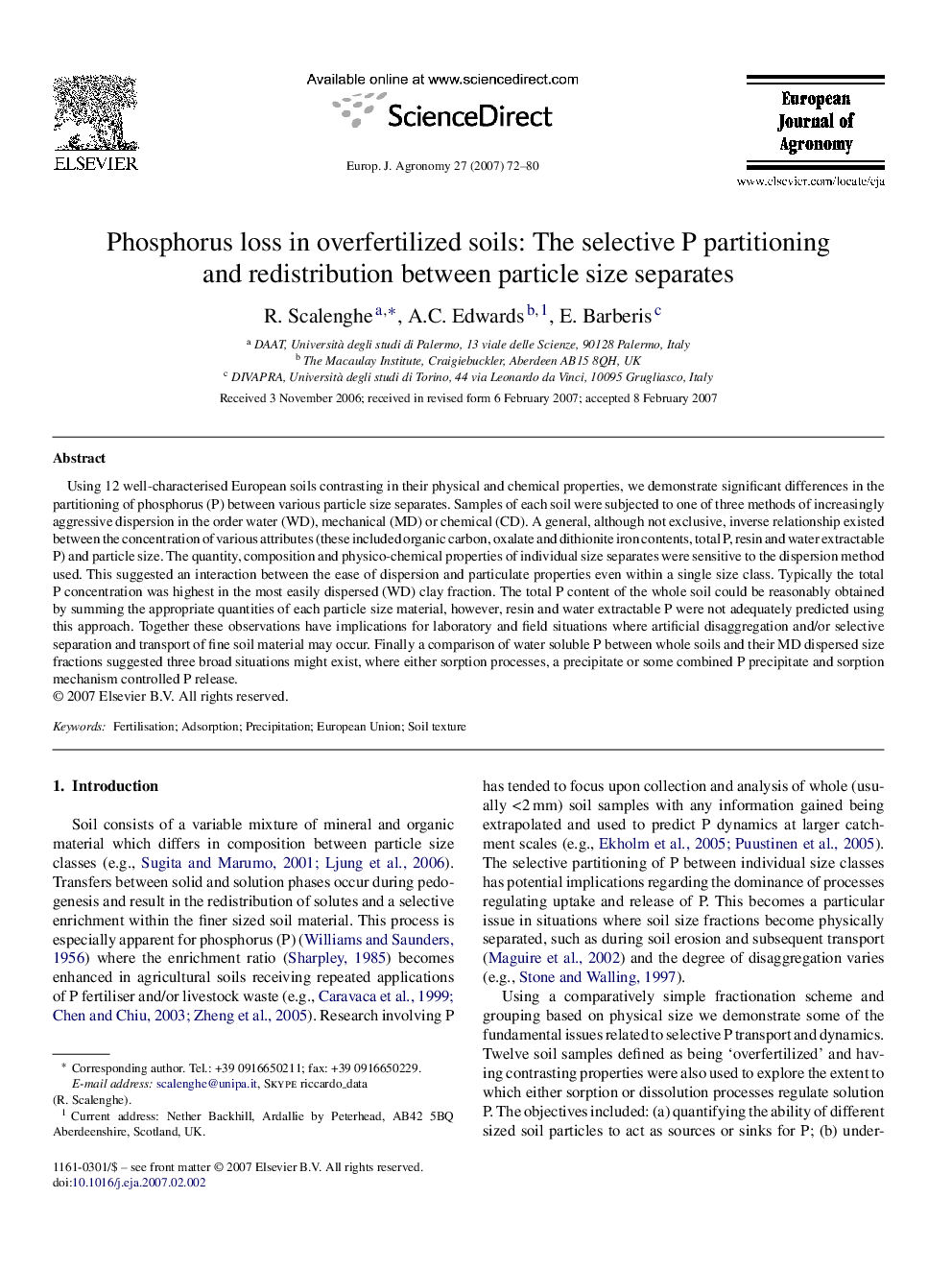 Phosphorus loss in overfertilized soils: The selective P partitioning and redistribution between particle size separates