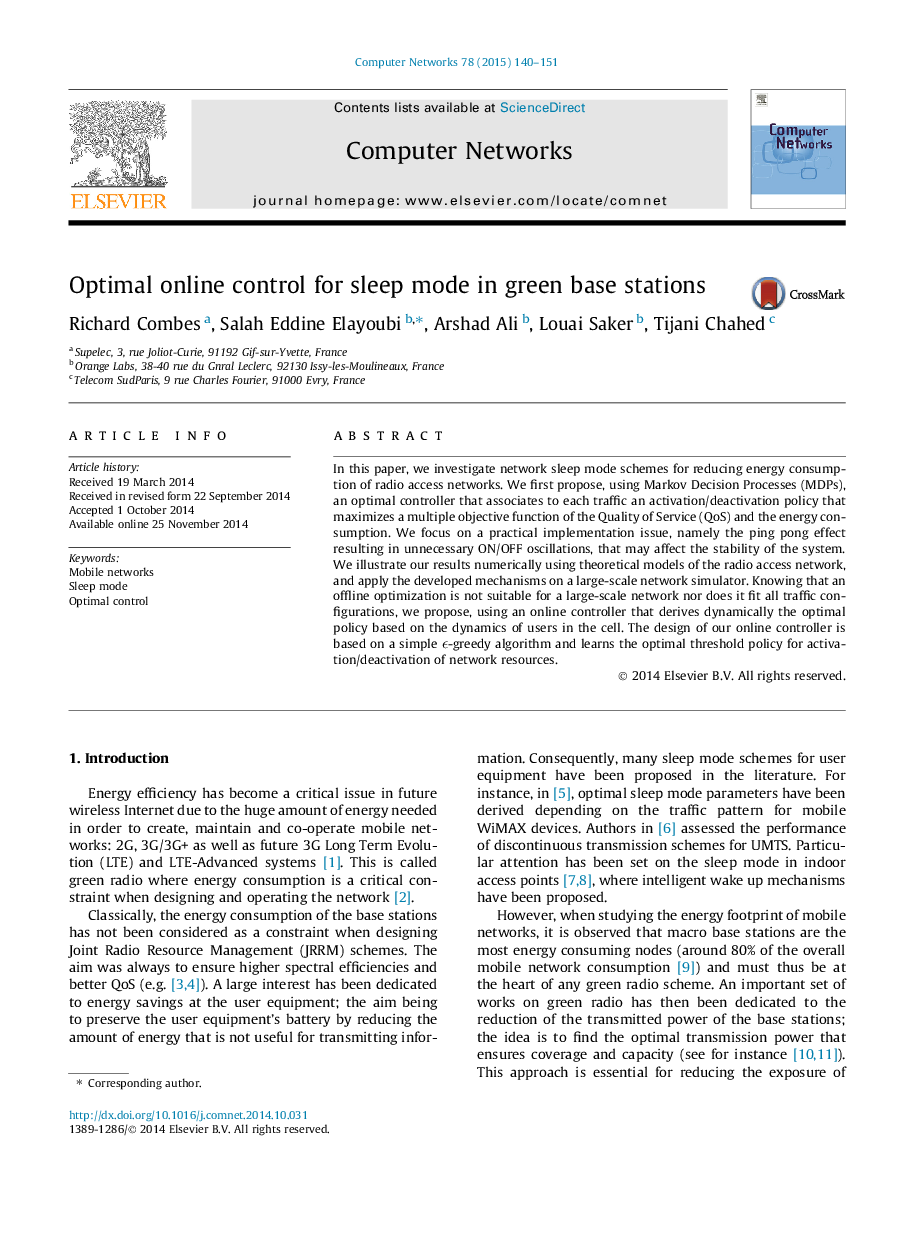 Optimal online control for sleep mode in green base stations