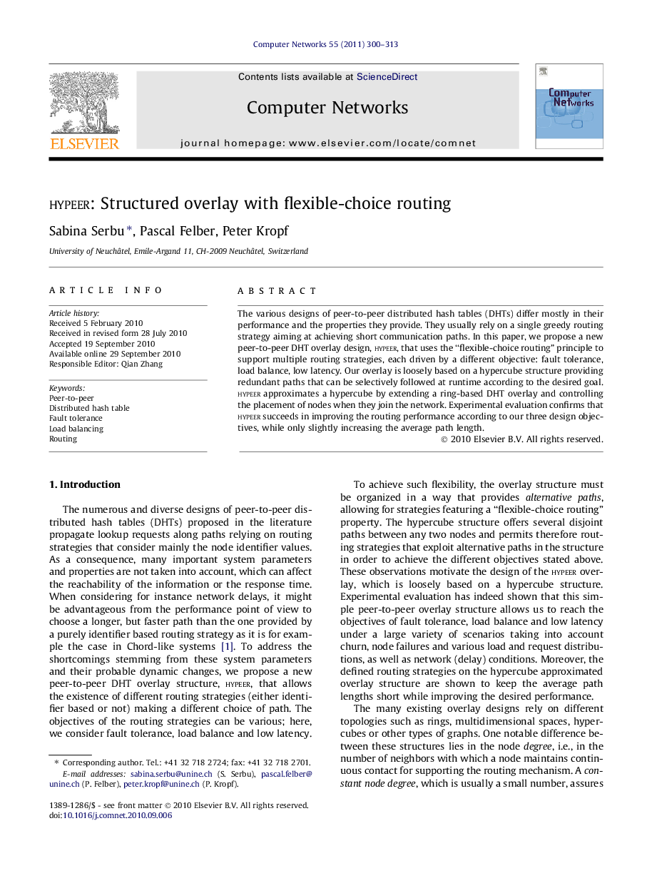 HyPeer: Structured overlay with flexible-choice routing