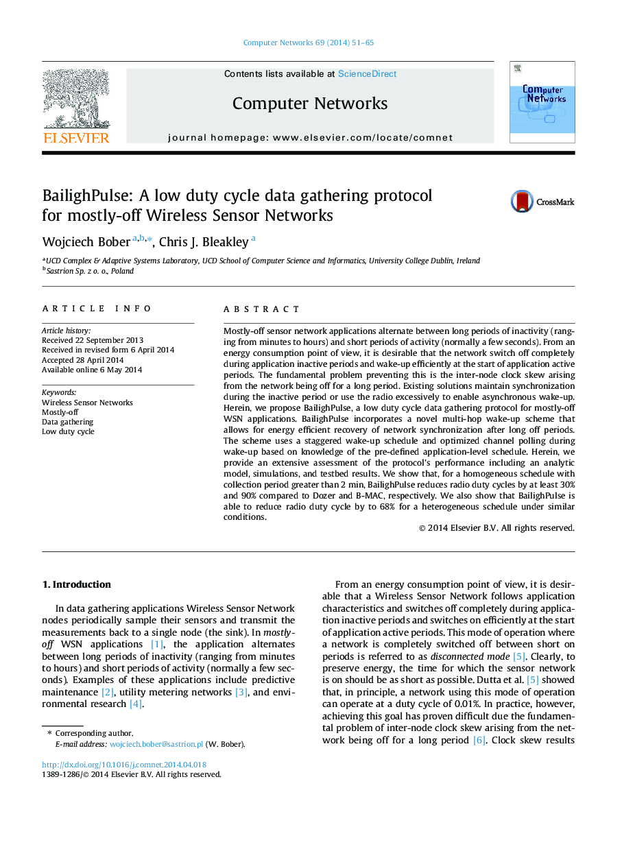 BailighPulse: A low duty cycle data gathering protocol for mostly-off Wireless Sensor Networks