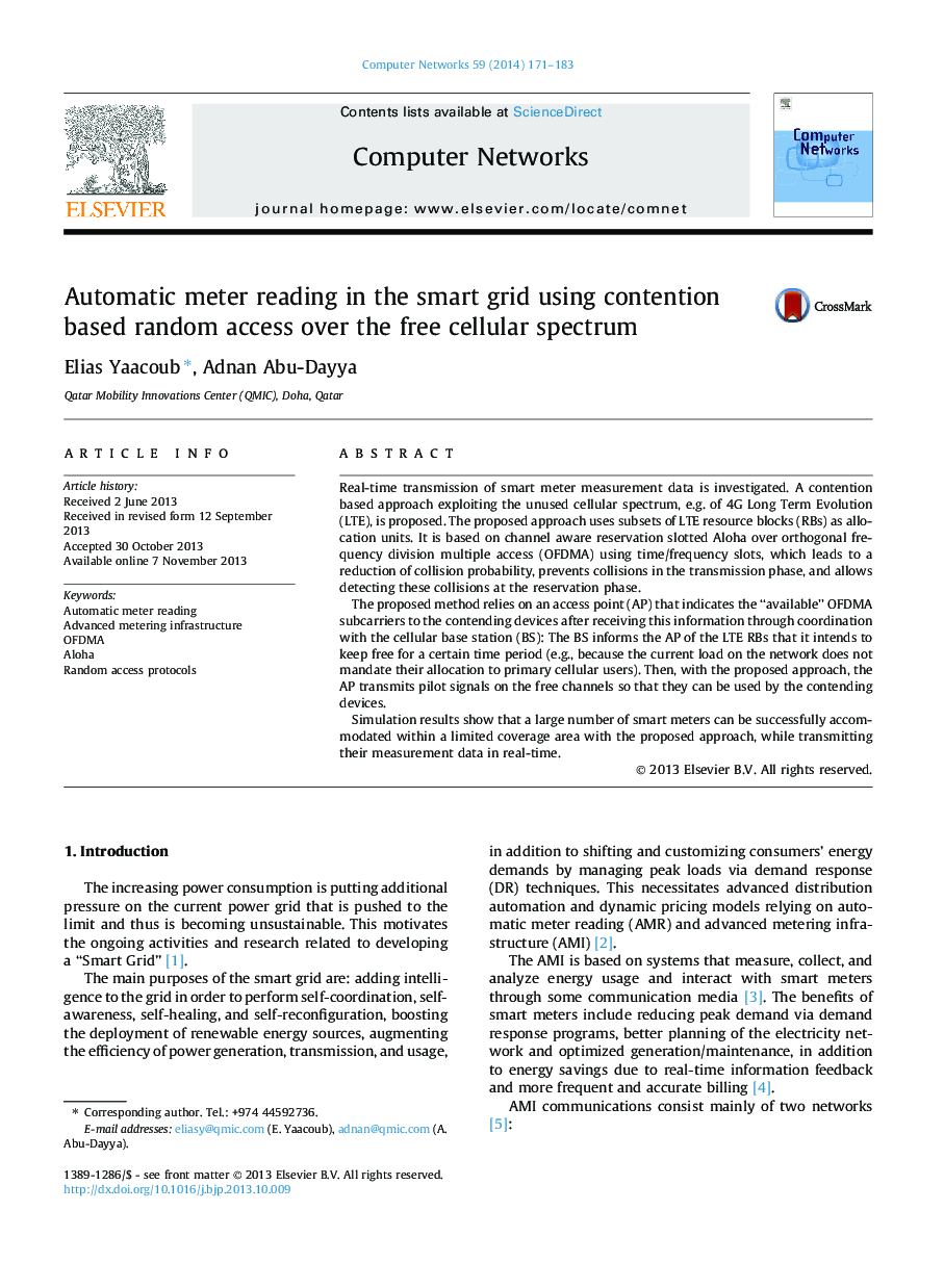 Automatic meter reading in the smart grid using contention based random access over the free cellular spectrum