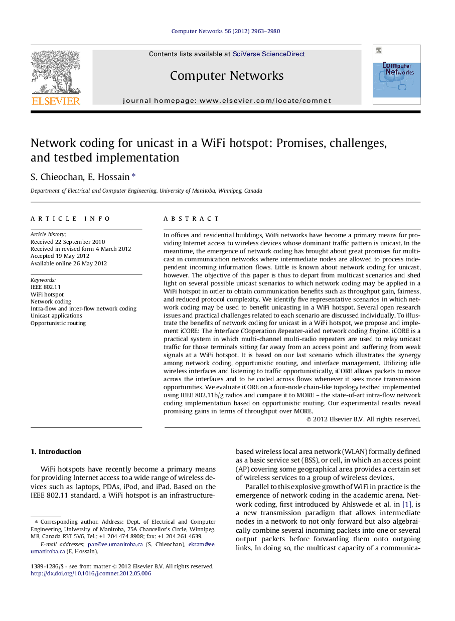 Network coding for unicast in a WiFi hotspot: Promises, challenges, and testbed implementation