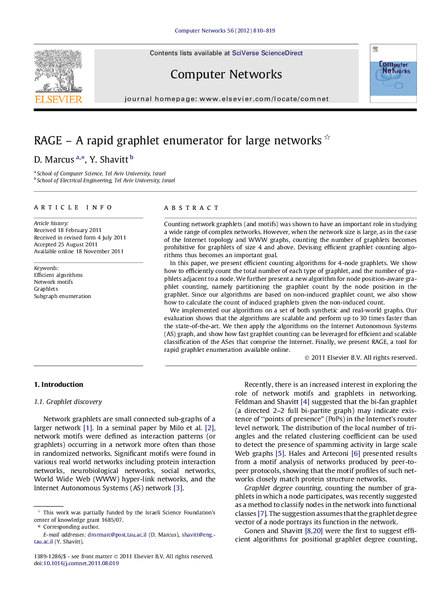 RAGE – A rapid graphlet enumerator for large networks 