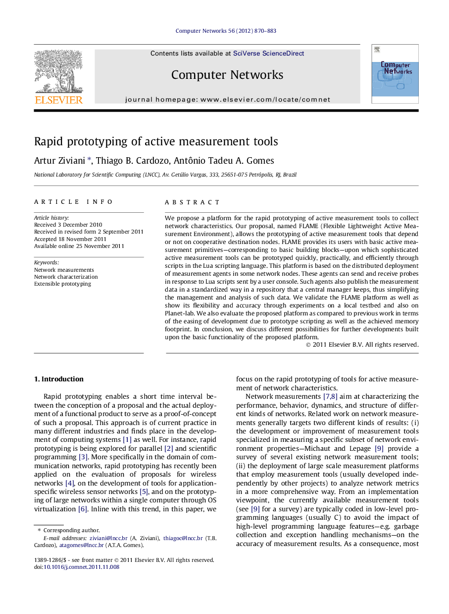 Rapid prototyping of active measurement tools