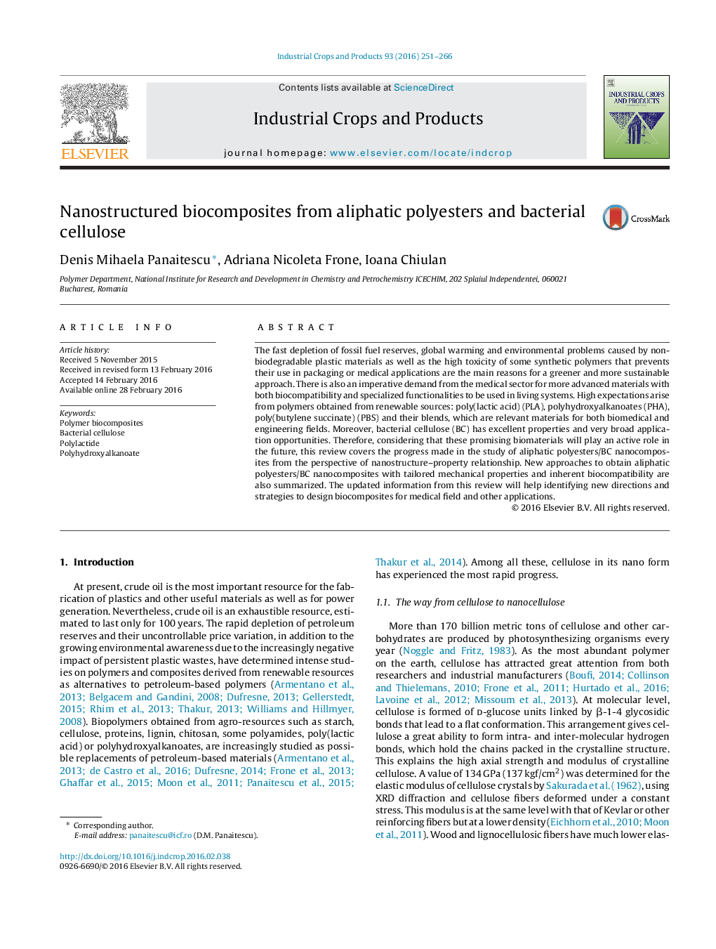 Nanostructured biocomposites from aliphatic polyesters and bacterial cellulose