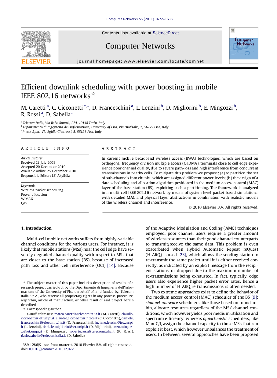 Efficient downlink scheduling with power boosting in mobile IEEE 802.16 networks 