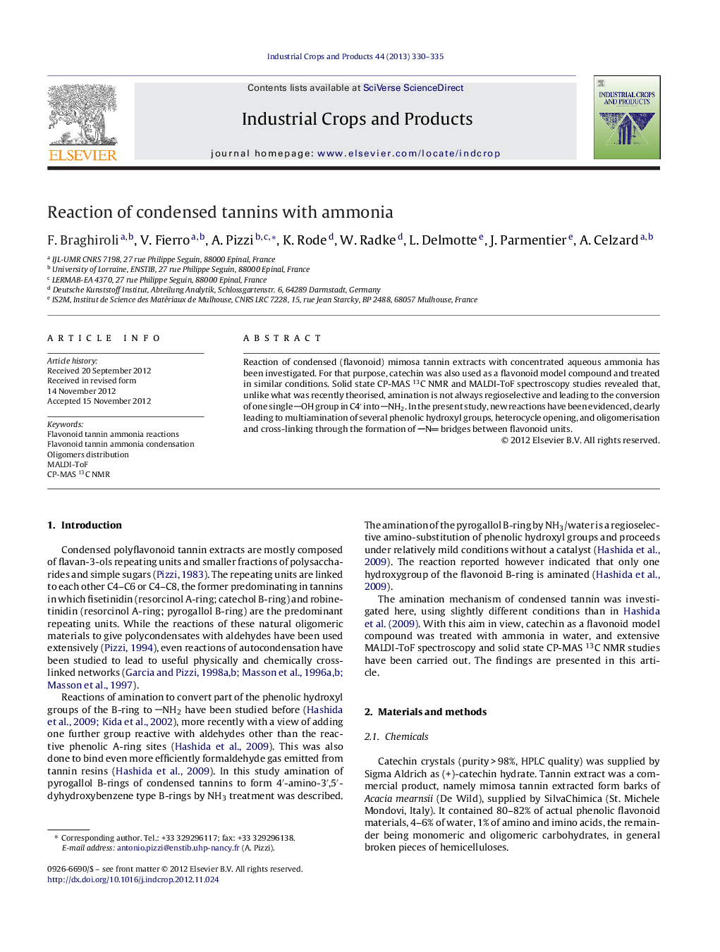 Reaction of condensed tannins with ammonia