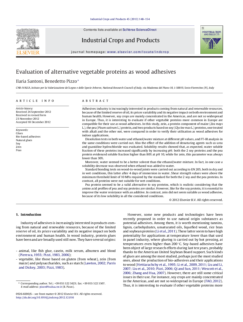 Evaluation of alternative vegetable proteins as wood adhesives