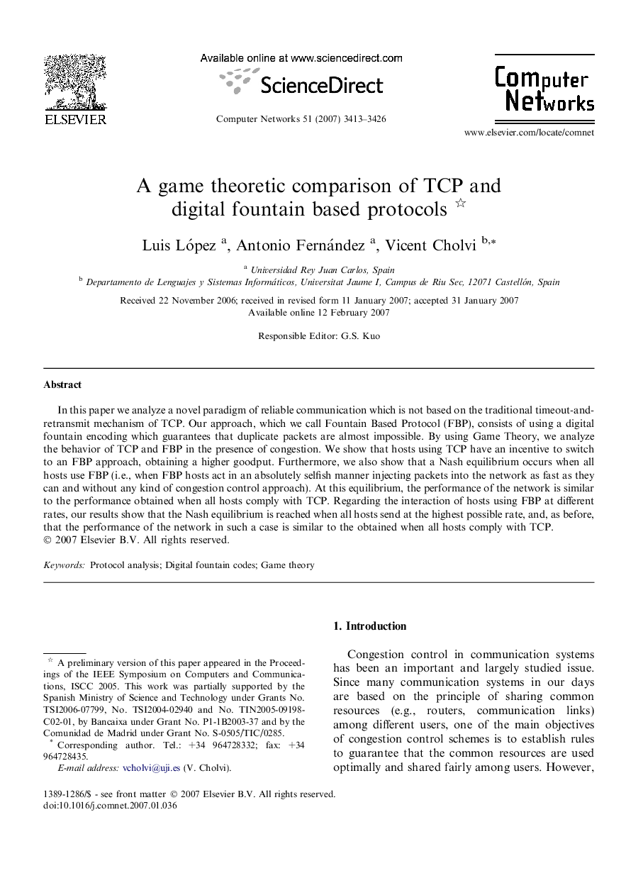 A game theoretic comparison of TCP and digital fountain based protocols 