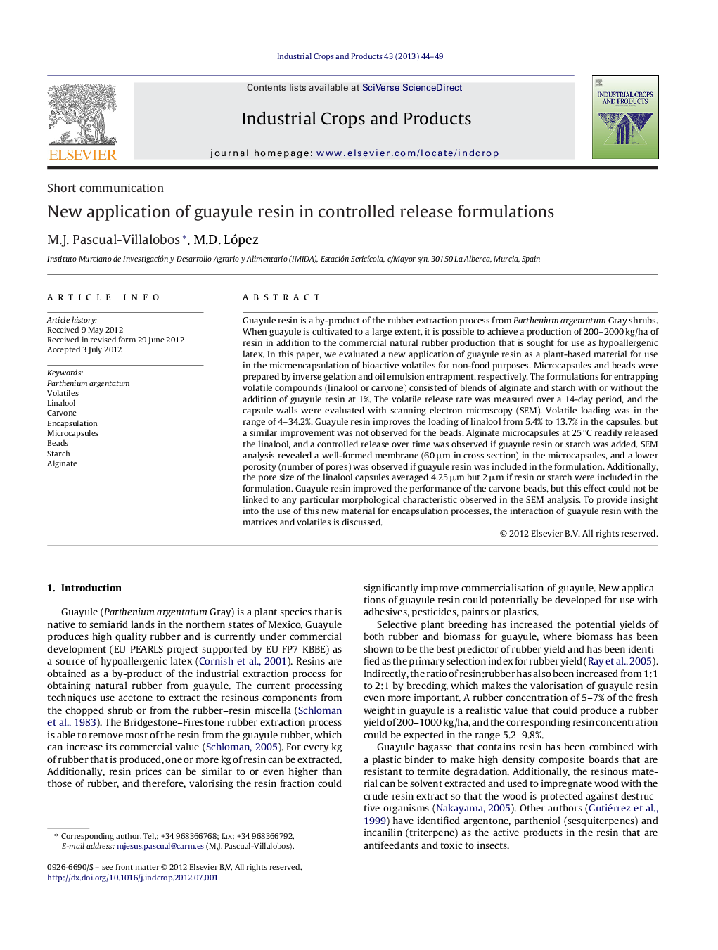 New application of guayule resin in controlled release formulations