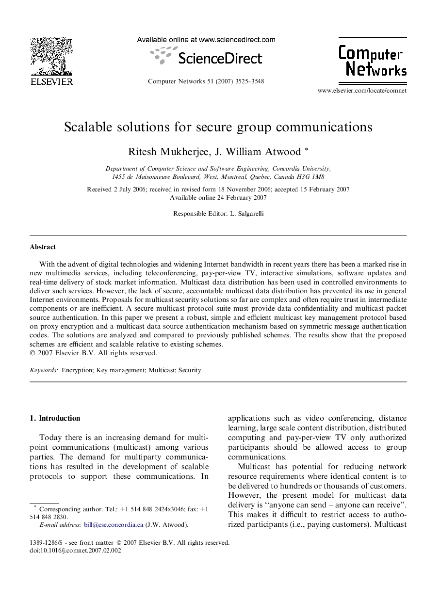 Scalable solutions for secure group communications