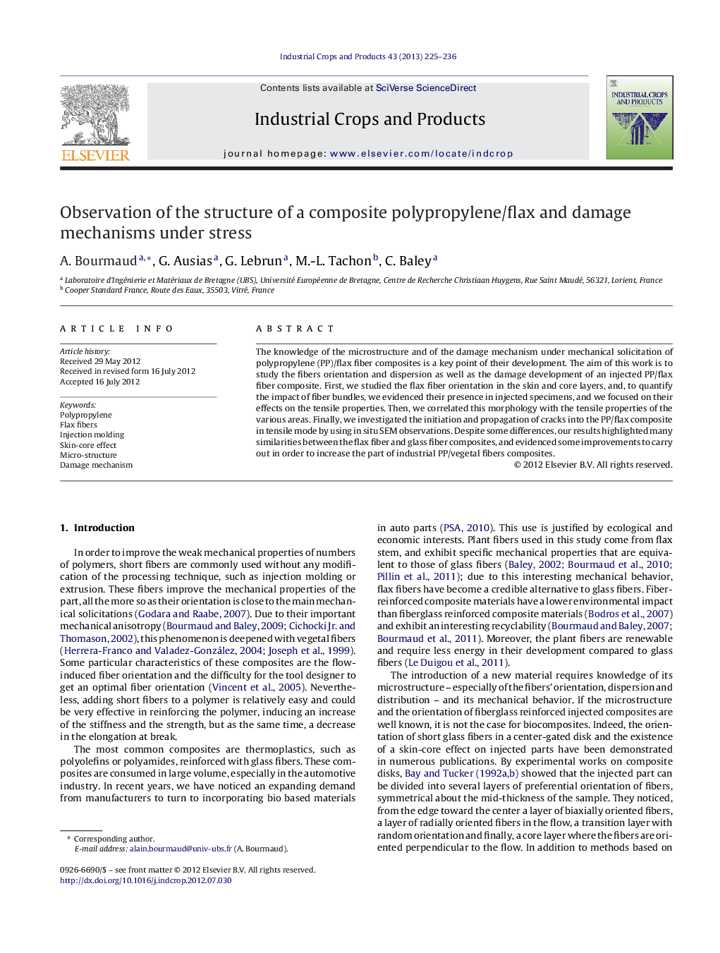 Observation of the structure of a composite polypropylene/flax and damage mechanisms under stress