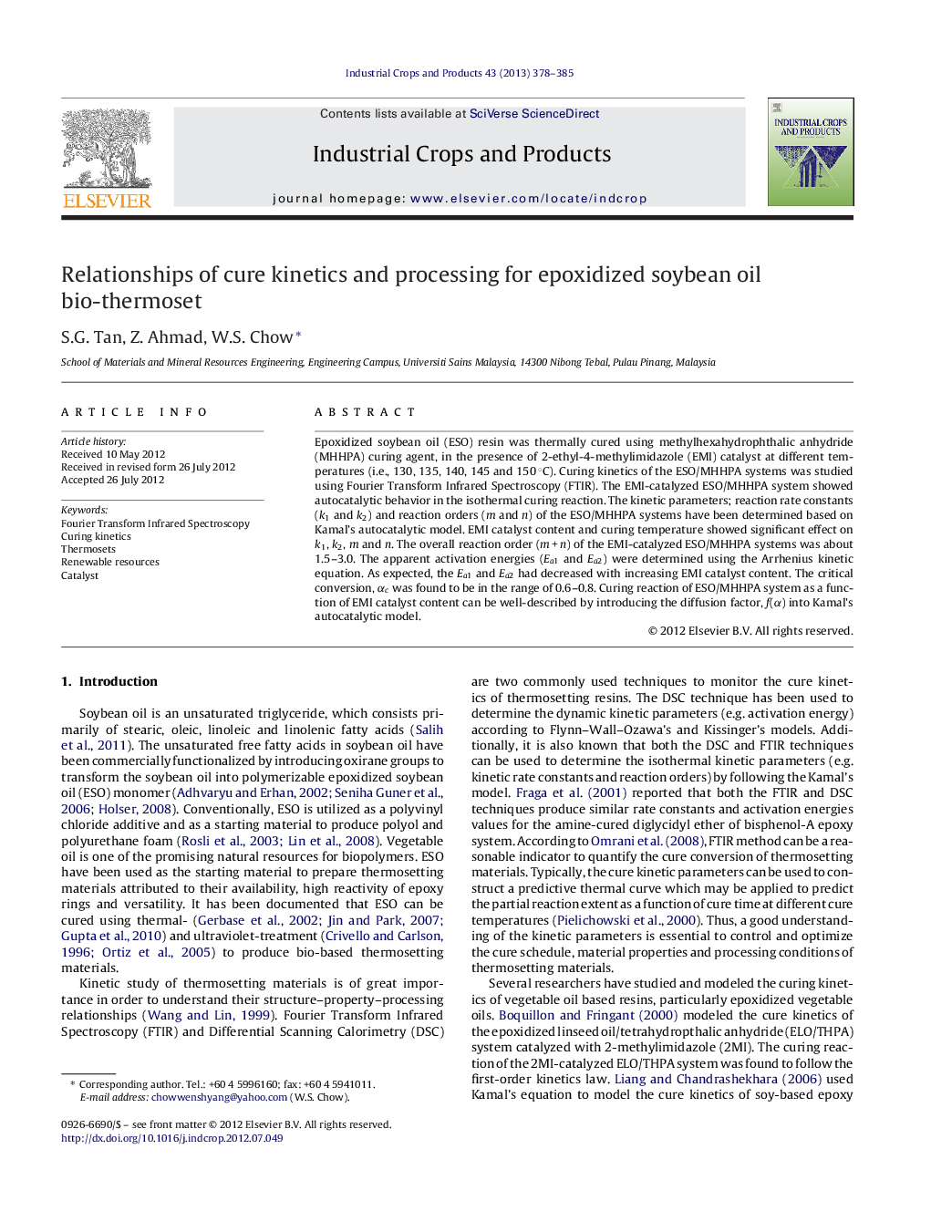 Relationships of cure kinetics and processing for epoxidized soybean oil bio-thermoset