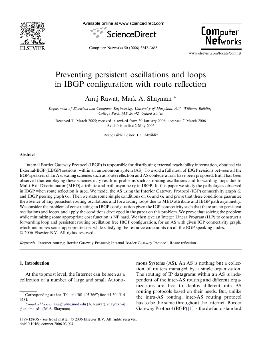 Preventing persistent oscillations and loops in IBGP configuration with route reflection