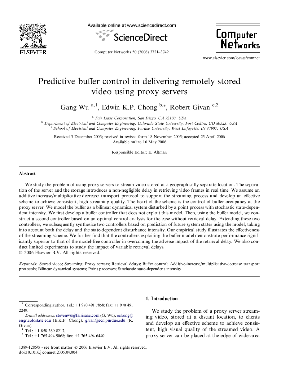 Predictive buffer control in delivering remotely stored video using proxy servers