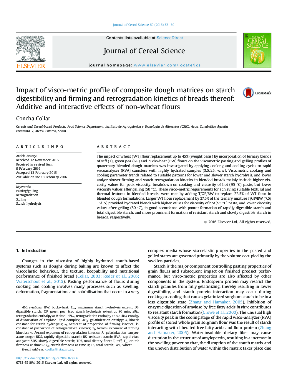 Impact of visco-metric profile of composite dough matrices on starch digestibility and firming and retrogradation kinetics of breads thereof: Additive and interactive effects of non-wheat flours