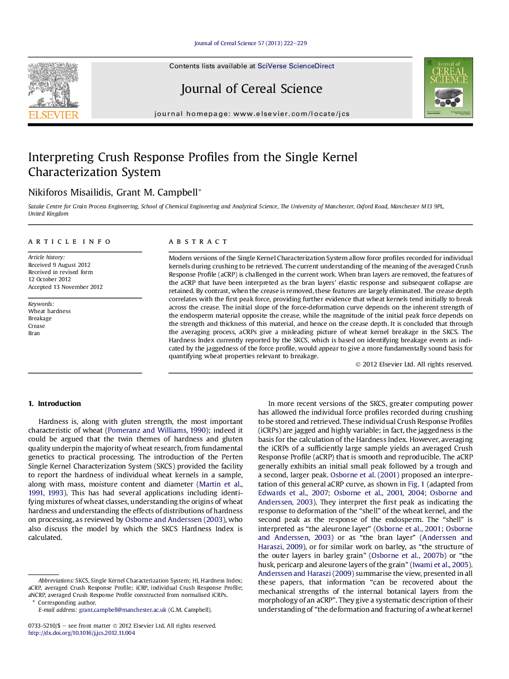 Interpreting Crush Response Profiles from the Single Kernel Characterization System