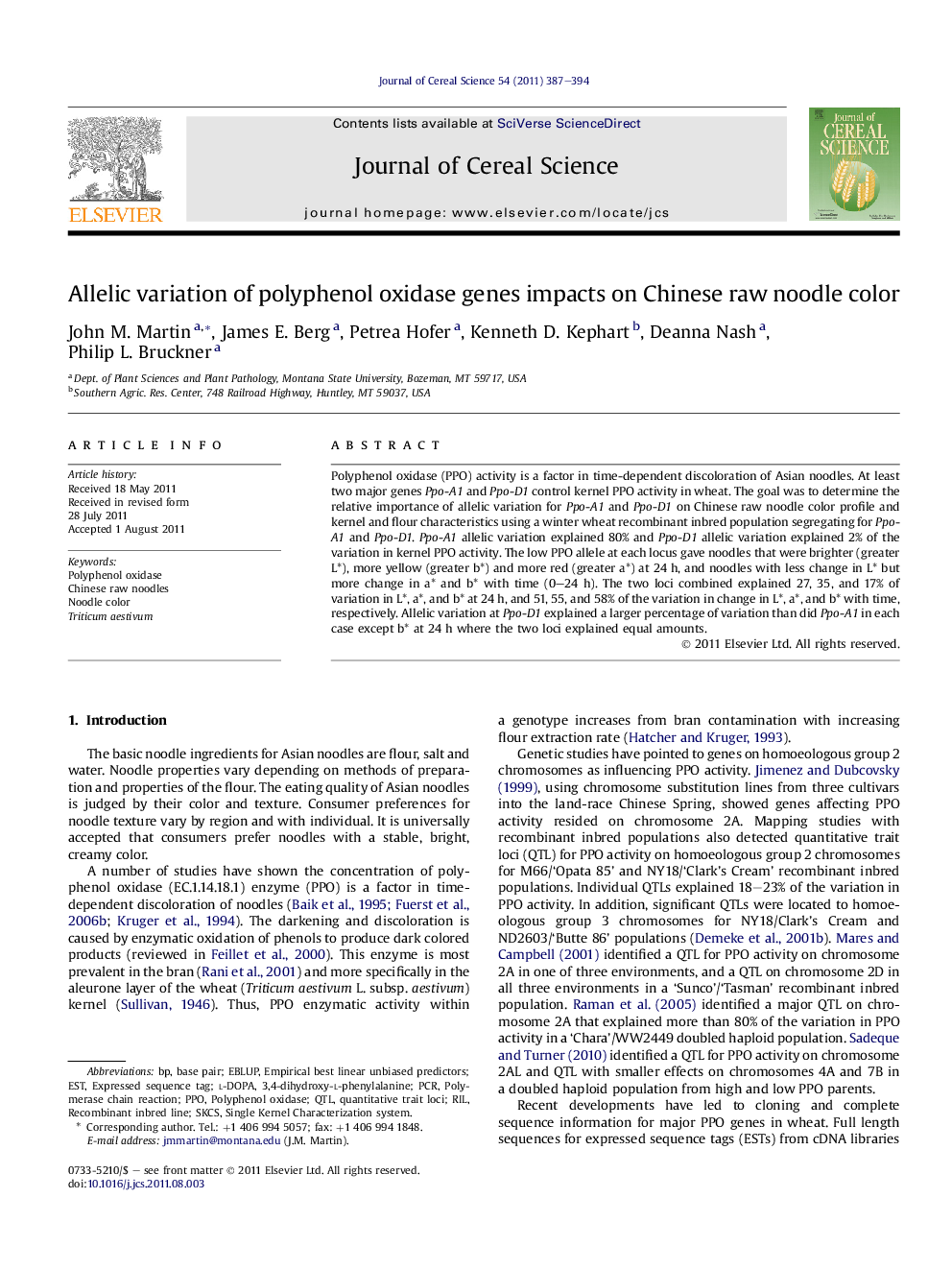 Allelic variation of polyphenol oxidase genes impacts on Chinese raw noodle color