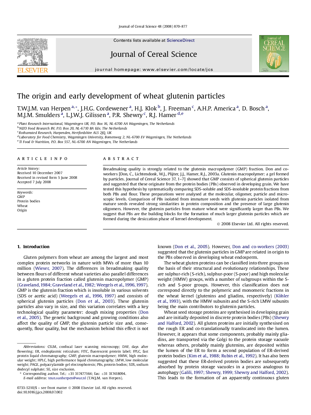 The origin and early development of wheat glutenin particles