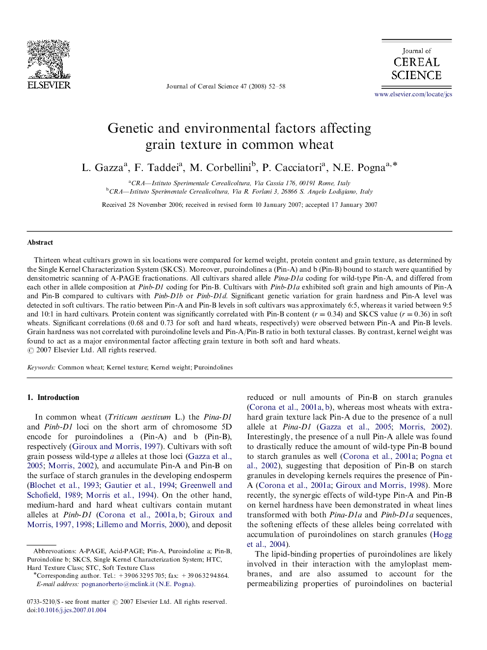 Genetic and environmental factors affecting grain texture in common wheat