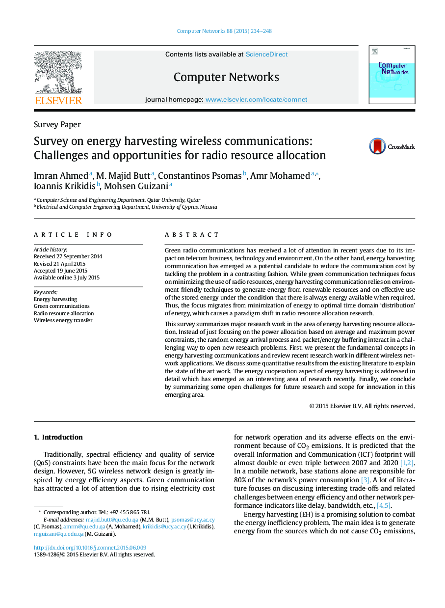 Survey on energy harvesting wireless communications: Challenges and opportunities for radio resource allocation