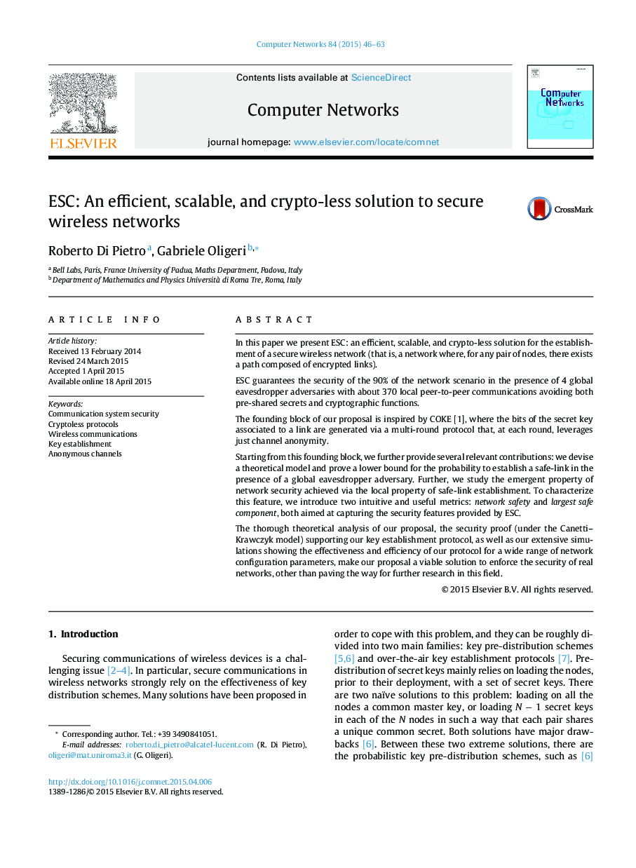 ESC: An efficient, scalable, and crypto-less solution to secure wireless networks