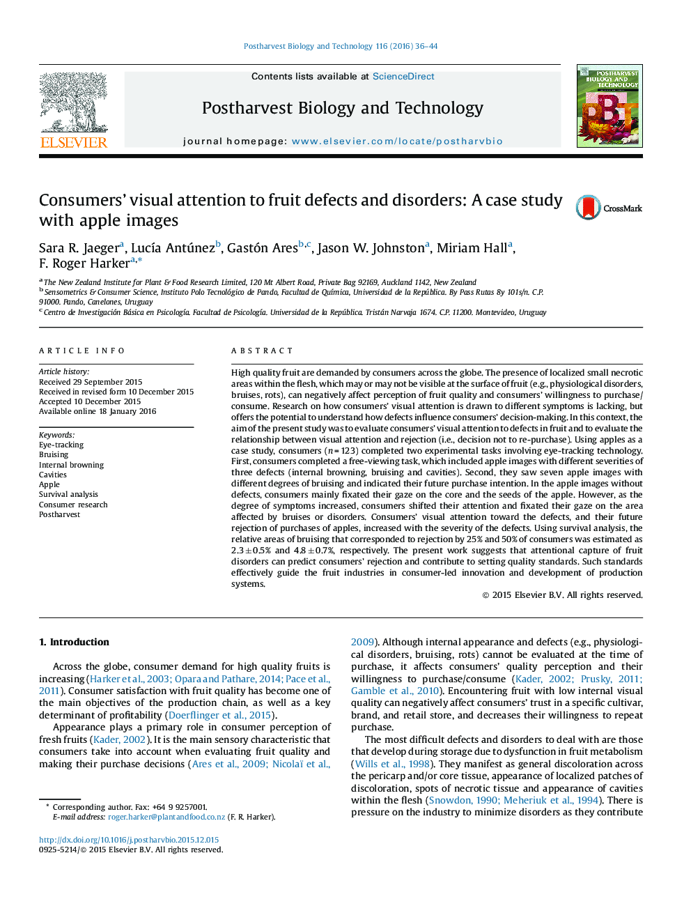 Consumers’ visual attention to fruit defects and disorders: A case study with apple images