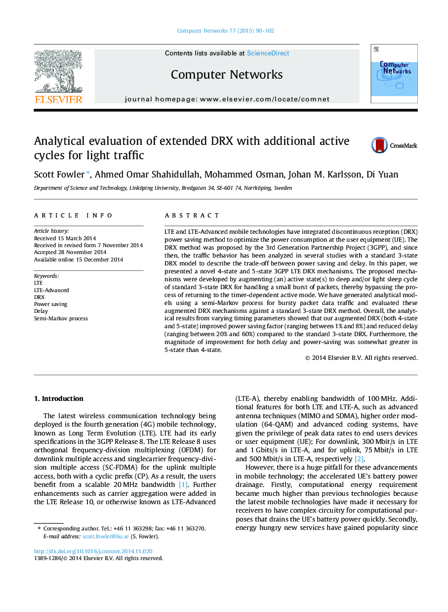 Analytical evaluation of extended DRX with additional active cycles for light traffic