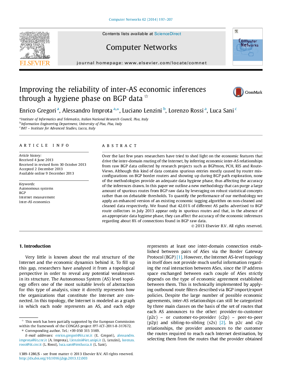 Improving the reliability of inter-AS economic inferences through a hygiene phase on BGP data 