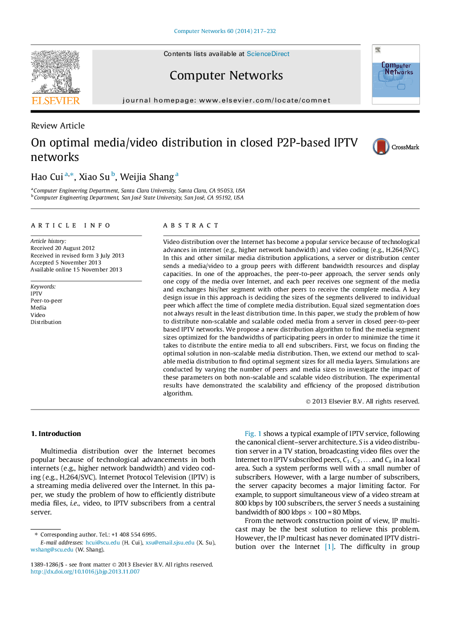 On optimal media/video distribution in closed P2P-based IPTV networks