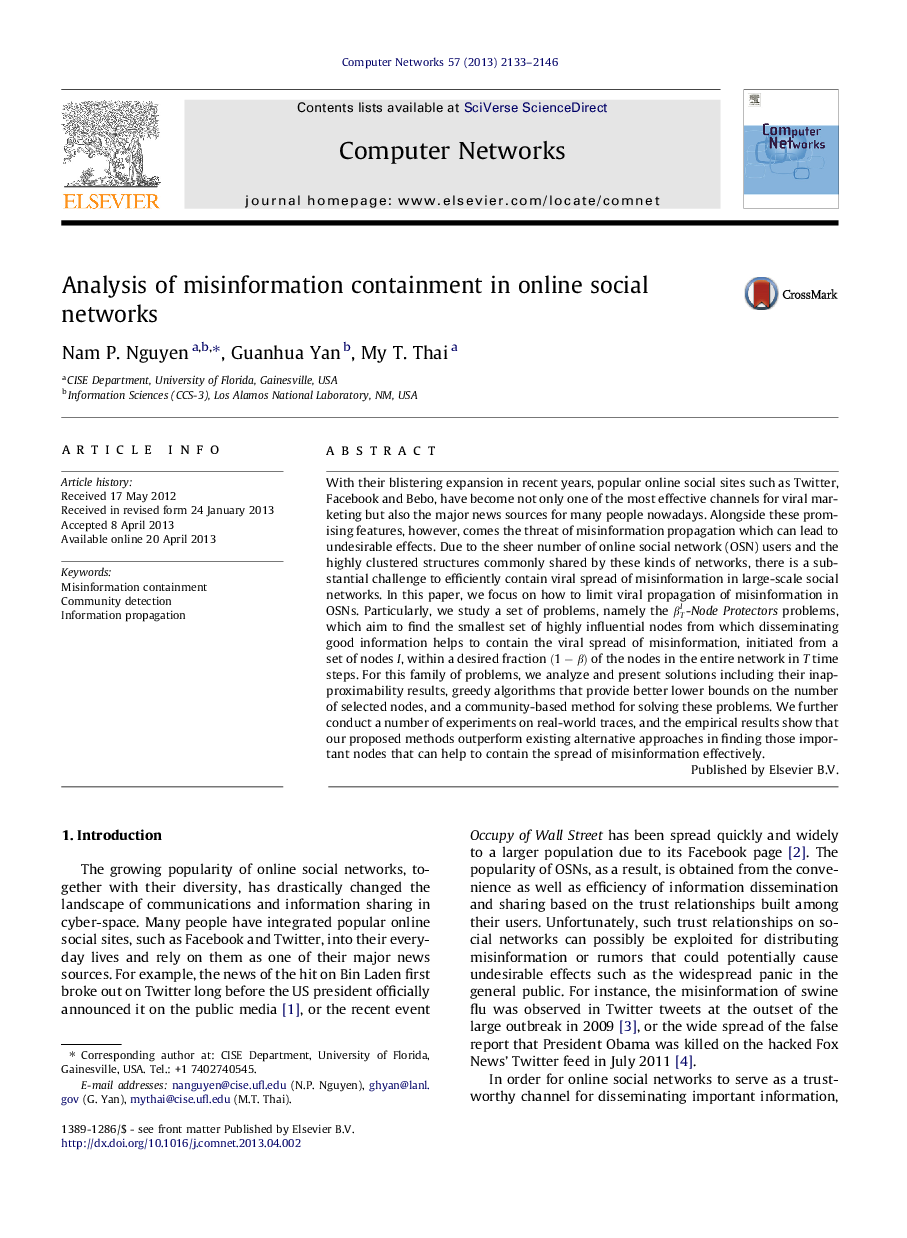 Analysis of misinformation containment in online social networks