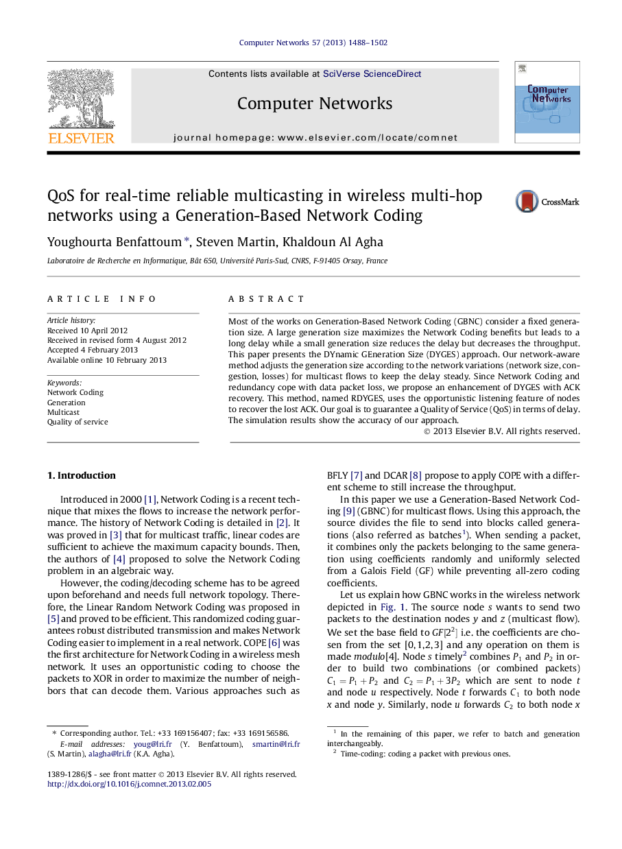 QoS for real-time reliable multicasting in wireless multi-hop networks using a Generation-Based Network Coding