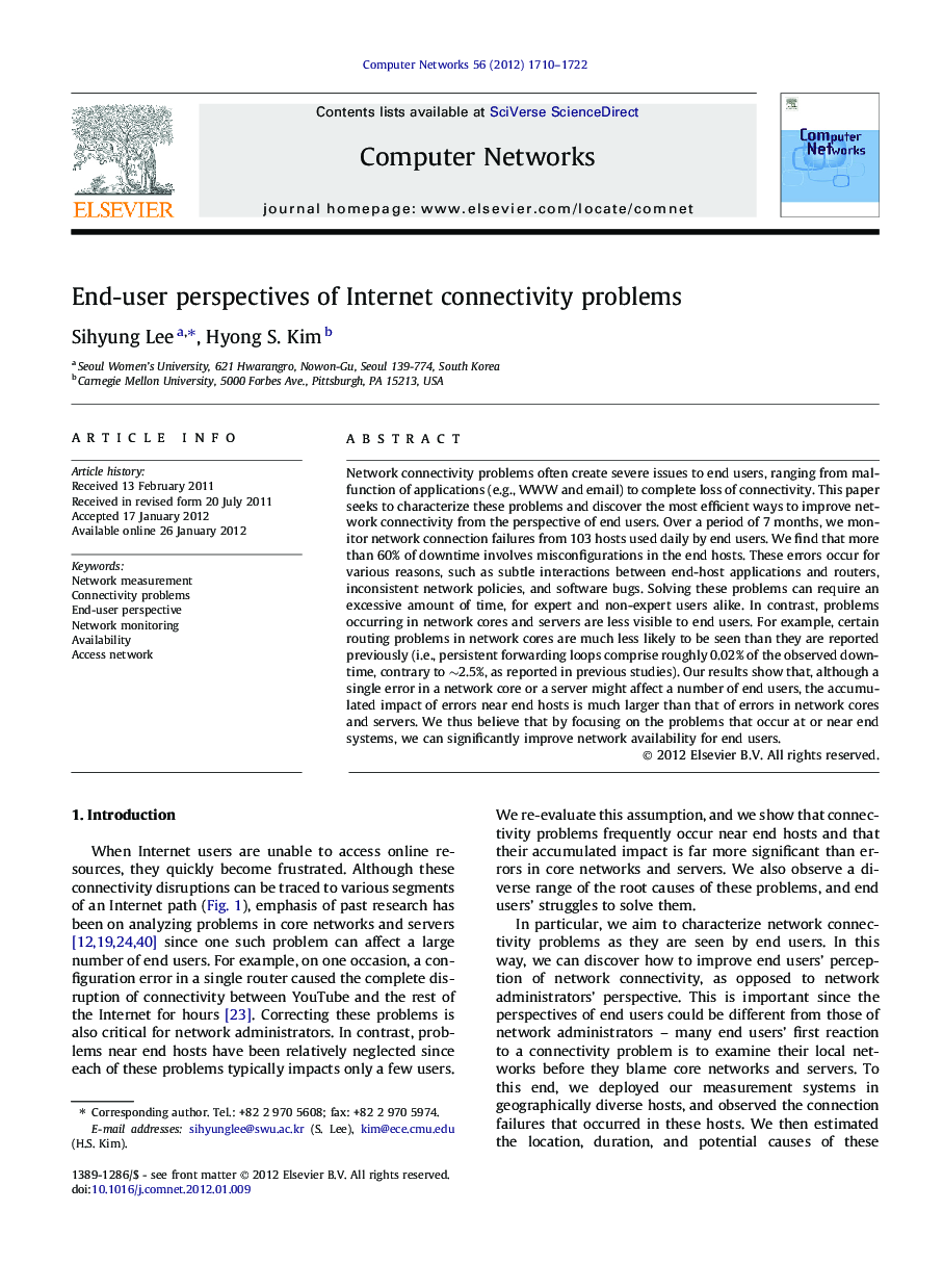 End-user perspectives of Internet connectivity problems