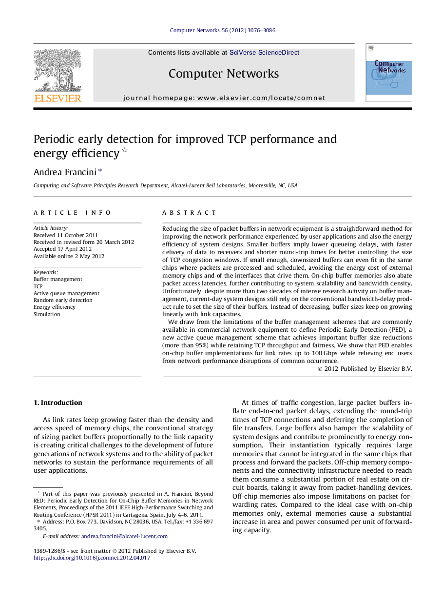 Periodic early detection for improved TCP performance and energy efficiency 