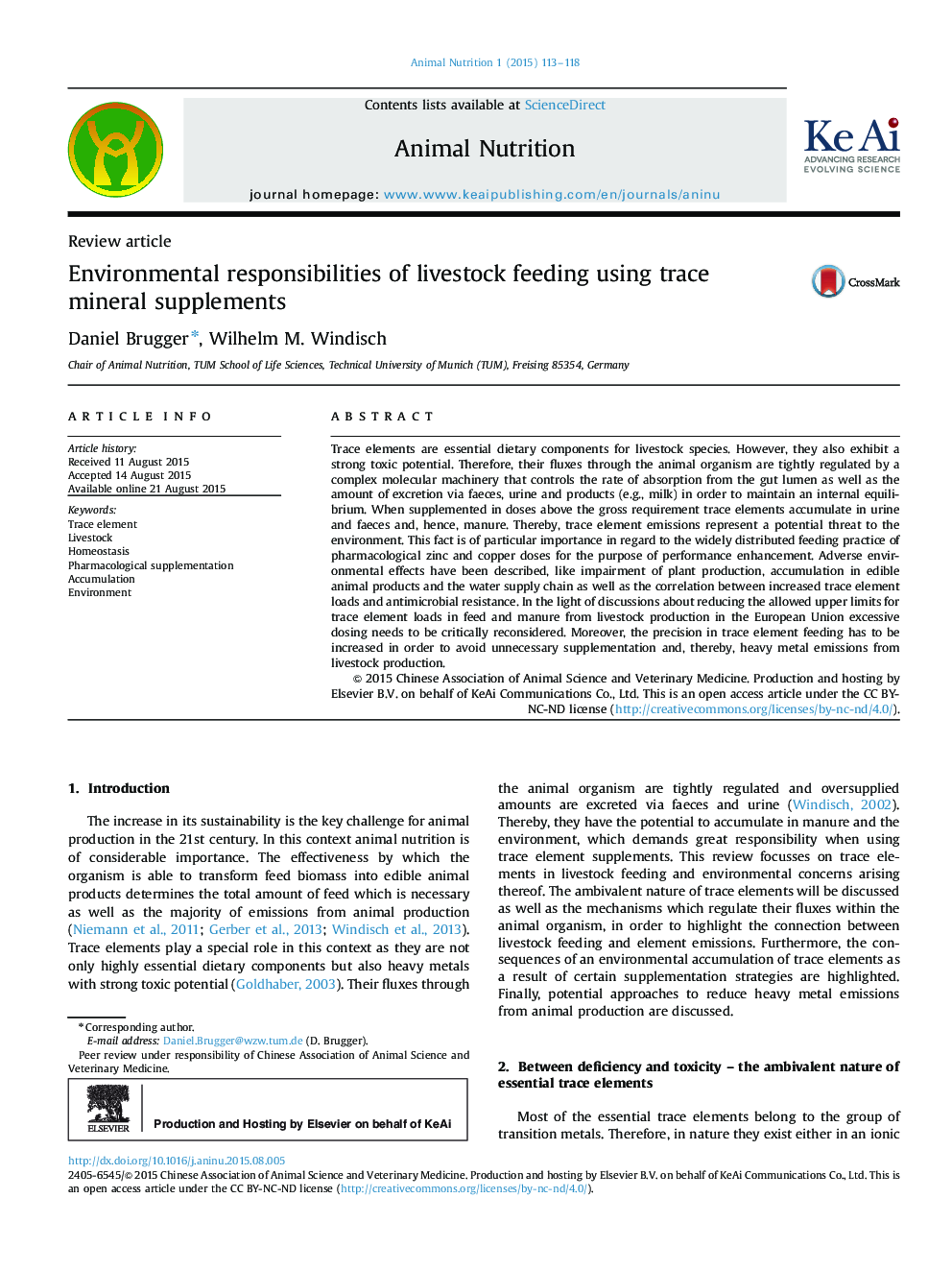 Environmental responsibilities of livestock feeding using trace mineral supplements 