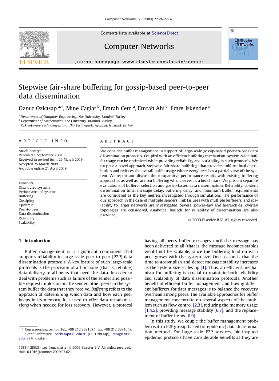 Stepwise fair-share buffering for gossip-based peer-to-peer data dissemination