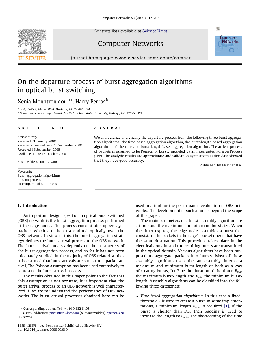 On the departure process of burst aggregation algorithms in optical burst switching