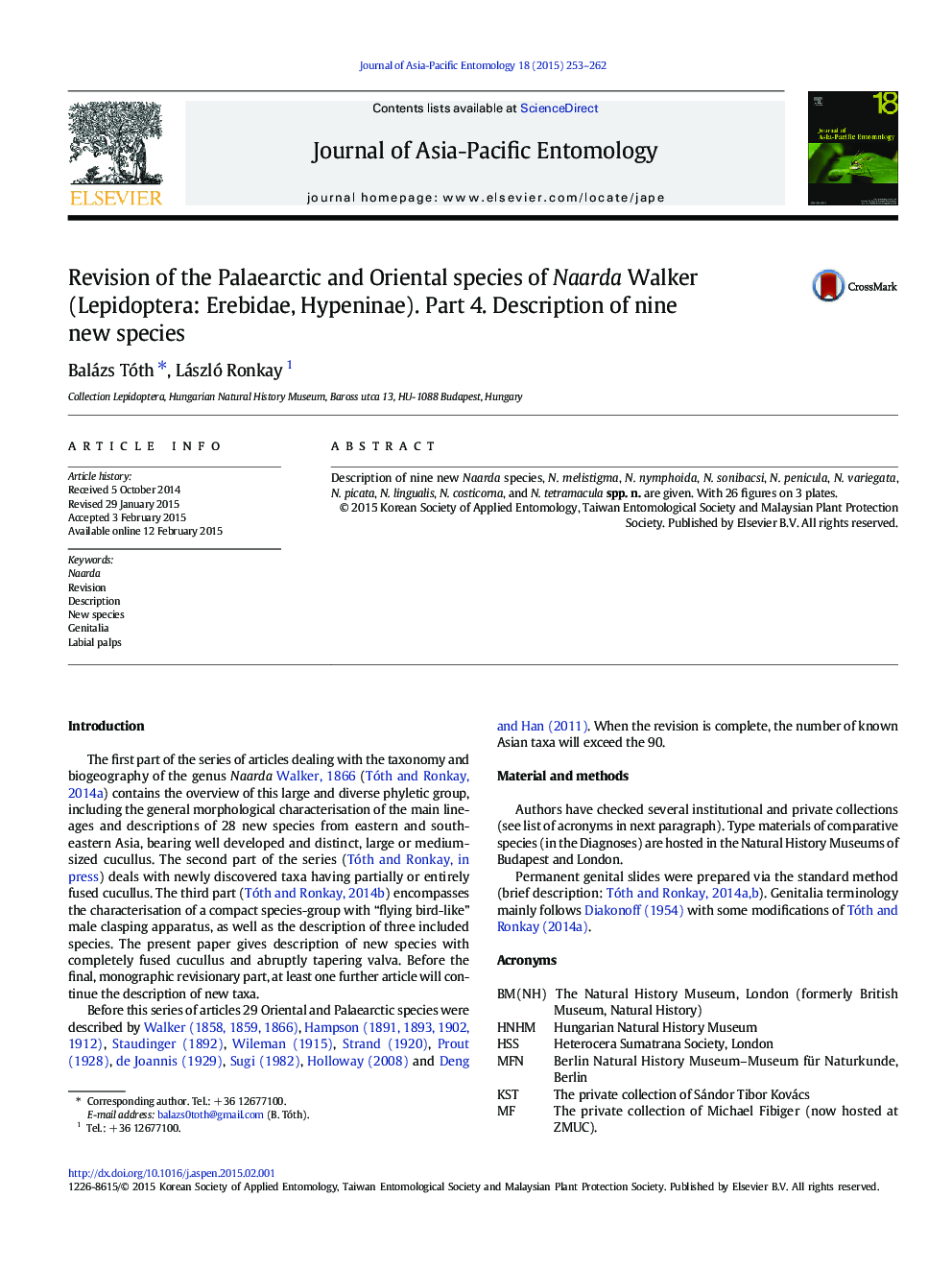 Revision of the Palaearctic and Oriental species of Naarda Walker (Lepidoptera: Erebidae, Hypeninae). Part 4. Description of nine new species