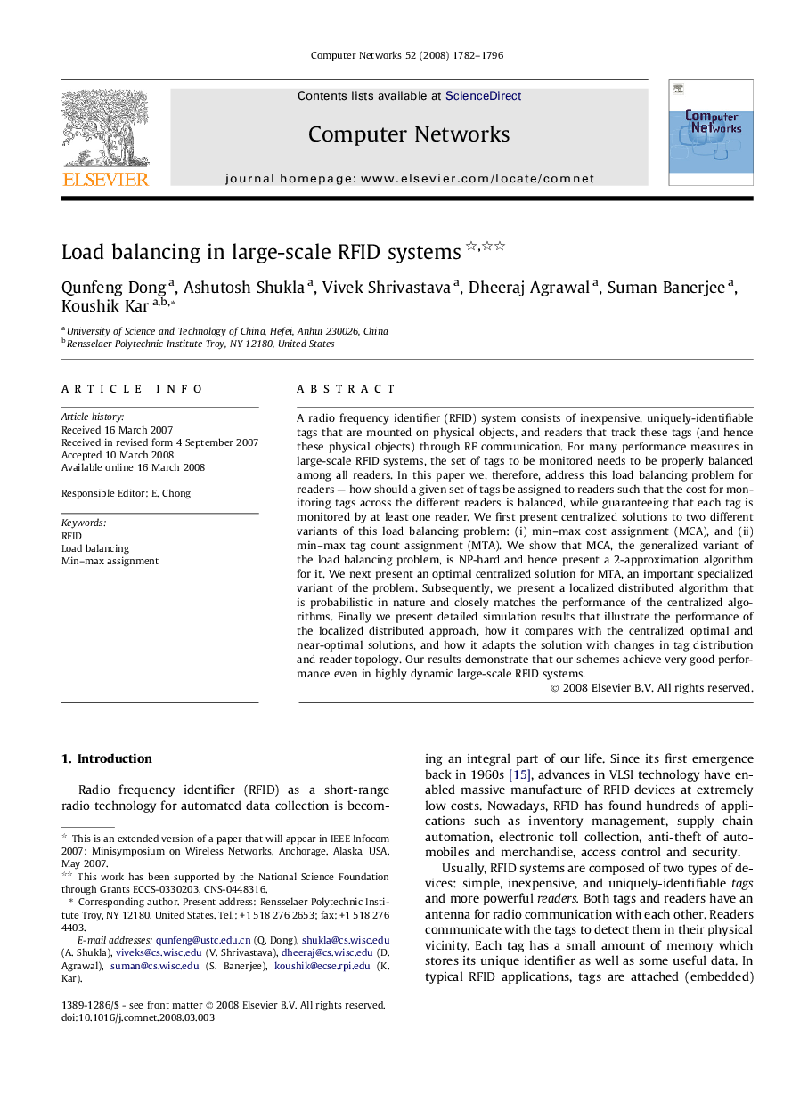 Load balancing in large-scale RFID systems 