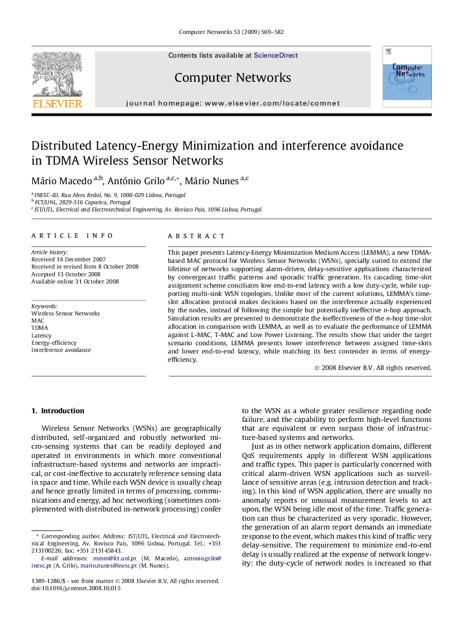 Distributed Latency-Energy Minimization and interference avoidance in TDMA Wireless Sensor Networks