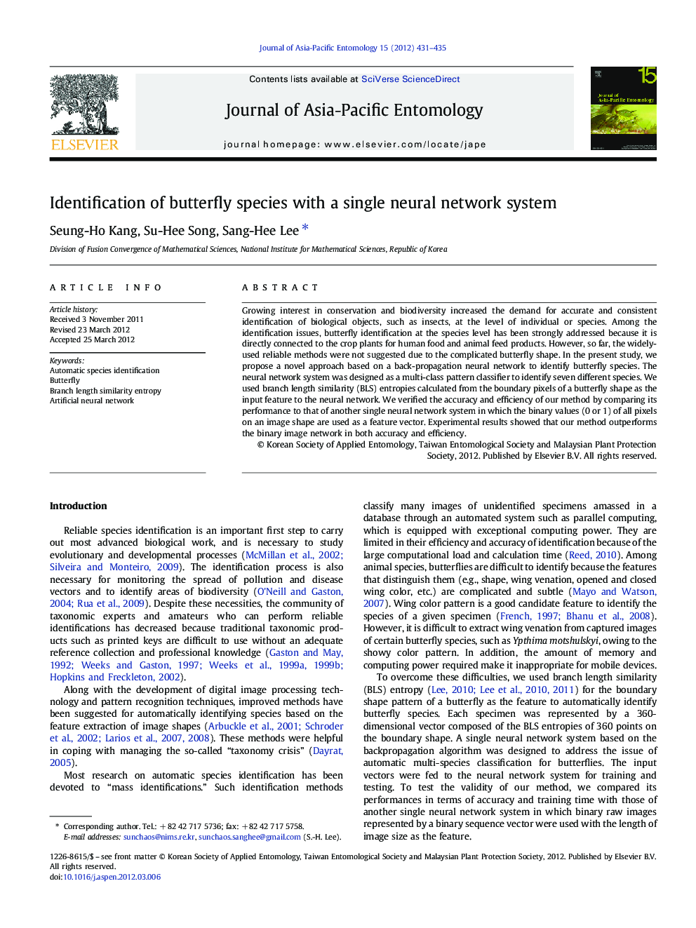 Identification of butterfly species with a single neural network system