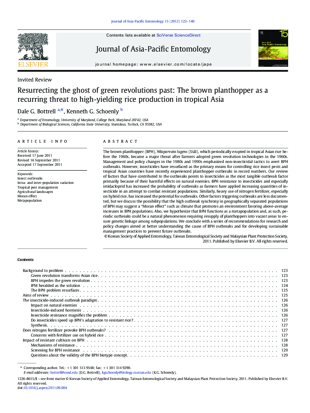 Resurrecting the ghost of green revolutions past: The brown planthopper as a recurring threat to high-yielding rice production in tropical Asia