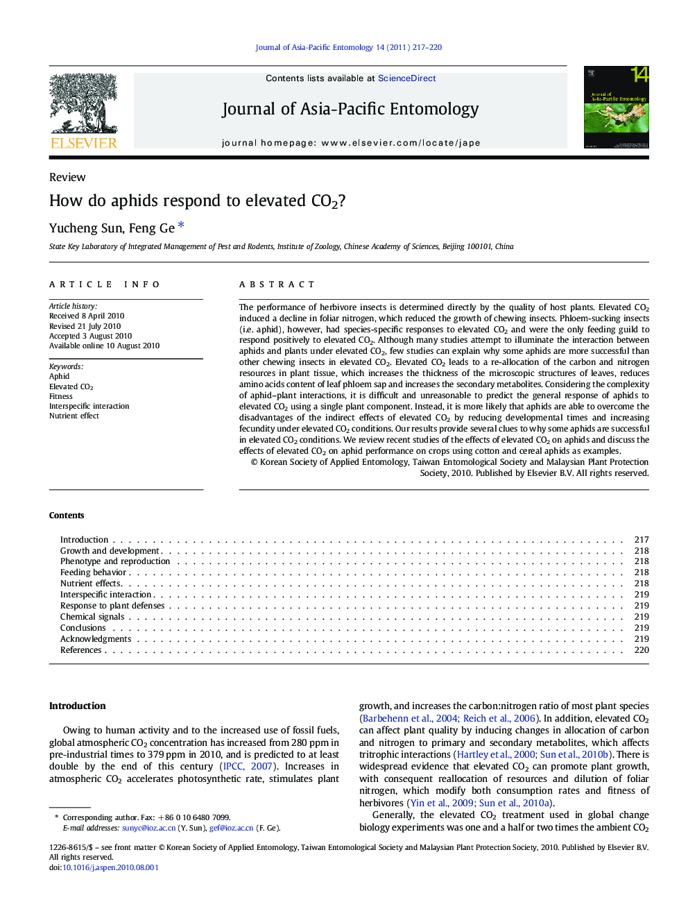 How do aphids respond to elevated CO2?