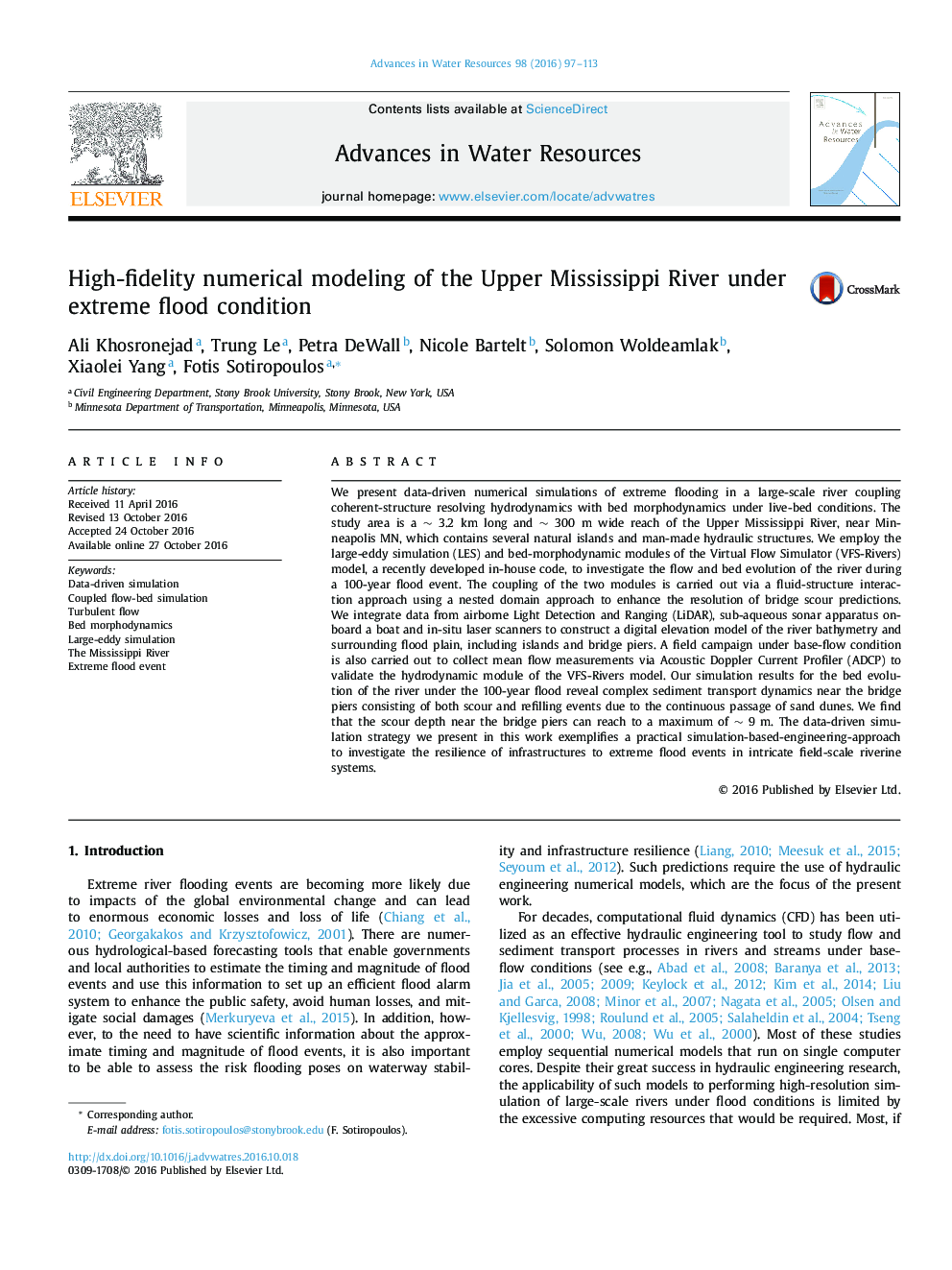 High-fidelity numerical modeling of the Upper Mississippi River under extreme flood condition